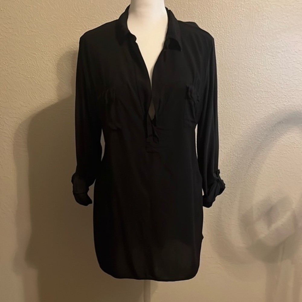 SPLENDID Women's Mix Fabric Tunic LG Shirt